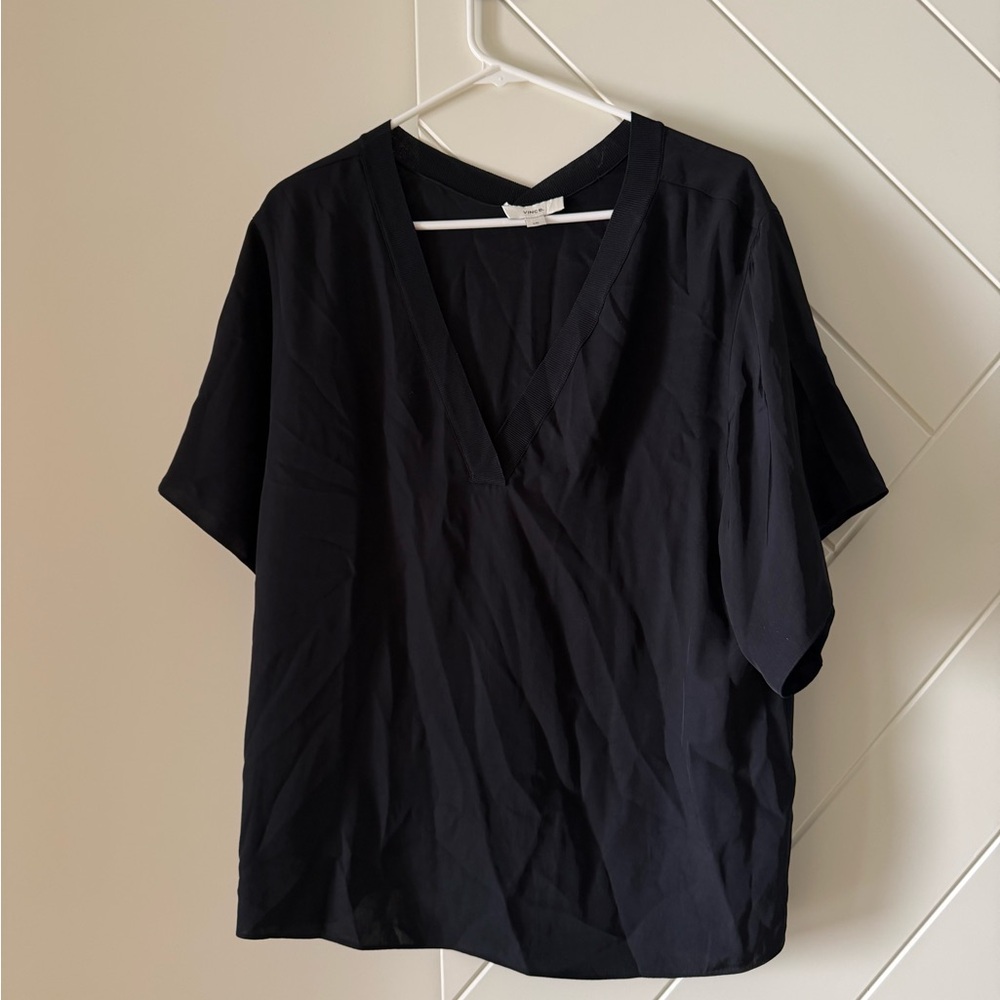 Vince Black V-Neck Blouse